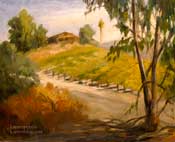California Vineyard Plein Air Oil Painting with Eucalyptus Tree