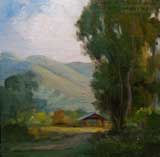 The Hay Barn, Central California 6 x 6 oil painting