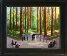 Wedding painting in Berkeley Botanical Gardens Redwood Grove