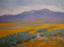 Across the Poppy Fields 6 x 8 inch oil painting Lancaster California