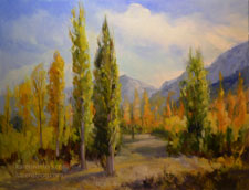 Bishop Poplars Round Valley, Swall Meadow Paradise autumn color painting