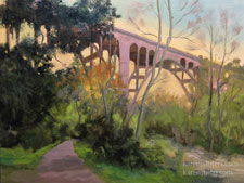 Colorado Street Bridge Pasadena oil painting spring stroll Arroyo Seco