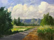 country morning backroad Cortez Colorado oil painting