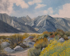 Destiny - Mt. Whitney Portal with wildflowers Sierra oil painting commission