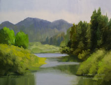 Russian River Oil Painting California impressionist river art for sale