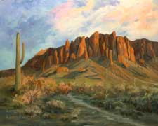 Superstition Mountains Arizona oil painting landscape sunset art