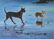 beach pals dogs on beach oil painting off leash dog beach santa barbara