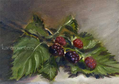 blackberries oil painting