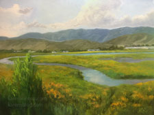 Carpinteria Estuary Tidal Ribbons 12 x 16 oil painting California impressionist central coast art