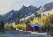 lundy canyon campground cabin eastern sierra nevada california oil painting