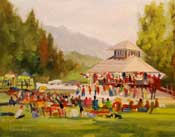 Memorial Day Concert, Memorial Park, La Canada oil painting