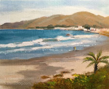 One morning in Cayucos oil painting 8 x 10 inches contemporary art impressionist California