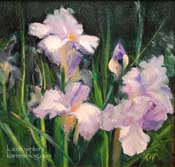 Purple and white irises oil painting