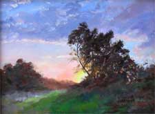 Sunset magic tree california impressionist oil painting