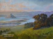 Sunset on the Bay Morro Bay oil painting by Karen Winters California impressionist plein air painter