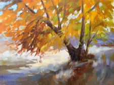 Sycamore Dazzle landscape California oil painting