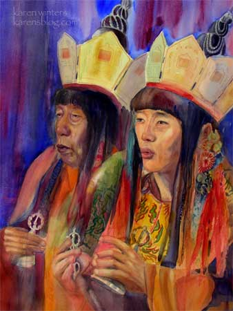 Tibetan prayers watercolor