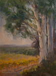 Windy Vineyard Temecula sunset eucalyptus oil painting
