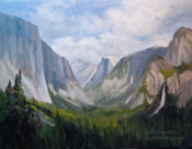 Yosemite Valley Oil Painting Wowona Tunnel View Sierra Landscape by Karen Winters